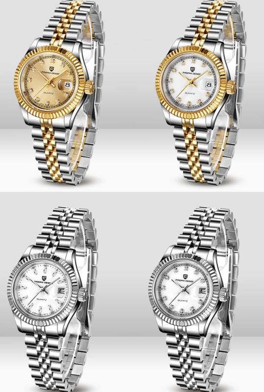 PAGANI DESIGN Women's Watches for Girlfriend Stainless Steel Jubilee Bracelet Waterproof Wrist Watches with Miyota Quartz Movement Sapphire