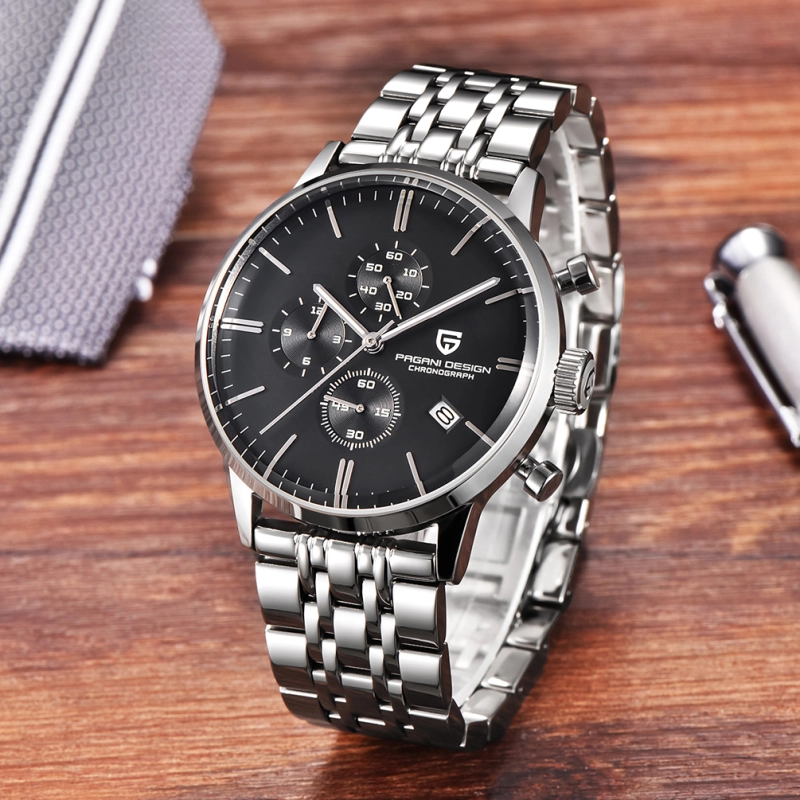 PAGANI DESIGN Luxury Men's Watches Stainless Steel Waterproof Quartz Wrist Watch for Men Chronograph Stop Watch Auto Date