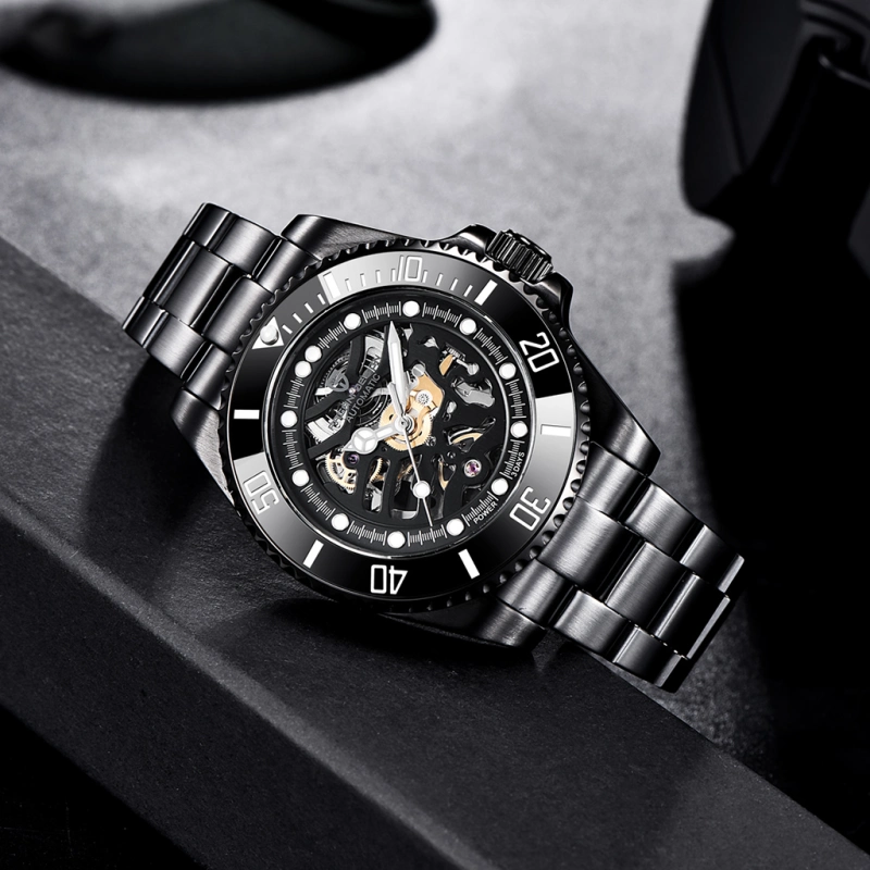 PAGANI DESIGN New Men's Watches Skeleton Automatic Wrist Watch for Men Full Stainless Steel Waterproof Watch with Sapphire Glass Ceramic Bezel