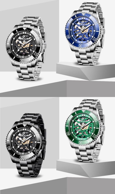 PAGANI DESIGN New Men's Watches Skeleton Automatic Wrist Watch for Men Full Stainless Steel Waterproof Watch with Sapphire Glass Ceramic Bezel