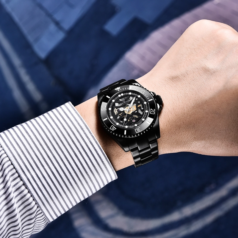 PAGANI DESIGN New Men's Watches Skeleton Automatic Wrist Watch for Men Full Stainless Steel Waterproof Watch with Sapphire Glass Ceramic Bezel