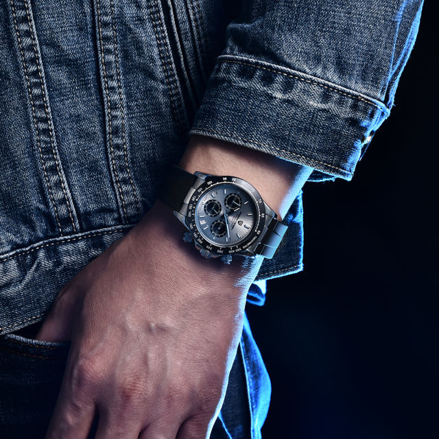 PAGANI DESIGN Men's Quartz Watches Daytona Homage Chronograph Men's Wrist Watch with Seiko VK63 Movement Silicone Watchband 1664