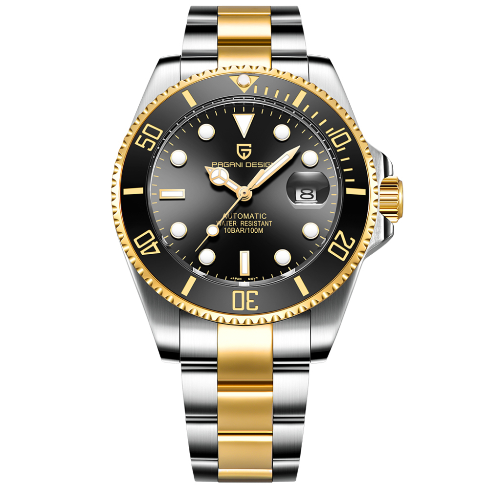 PAGANI DESIGN Automatic Watches for Men Submariner Homage Men's Wrist Watch with NH35A Movement Ceramic Bezel 100M Waterproof Stainless Steel 1639