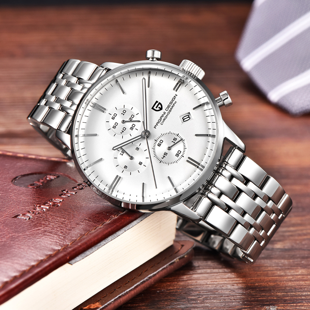 PAGANI DESIGN Luxury Men's Watches Stainless Steel Waterproof Quartz Wrist Watch for Men Chronograph Stop Watch Auto Date