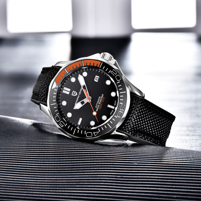 PAGANI DESIGN Men's Automatic Watches with Rubber Strap 007 Seamaster Homage Seiko NH35A Movement Waterproof Wrist Watch for Men