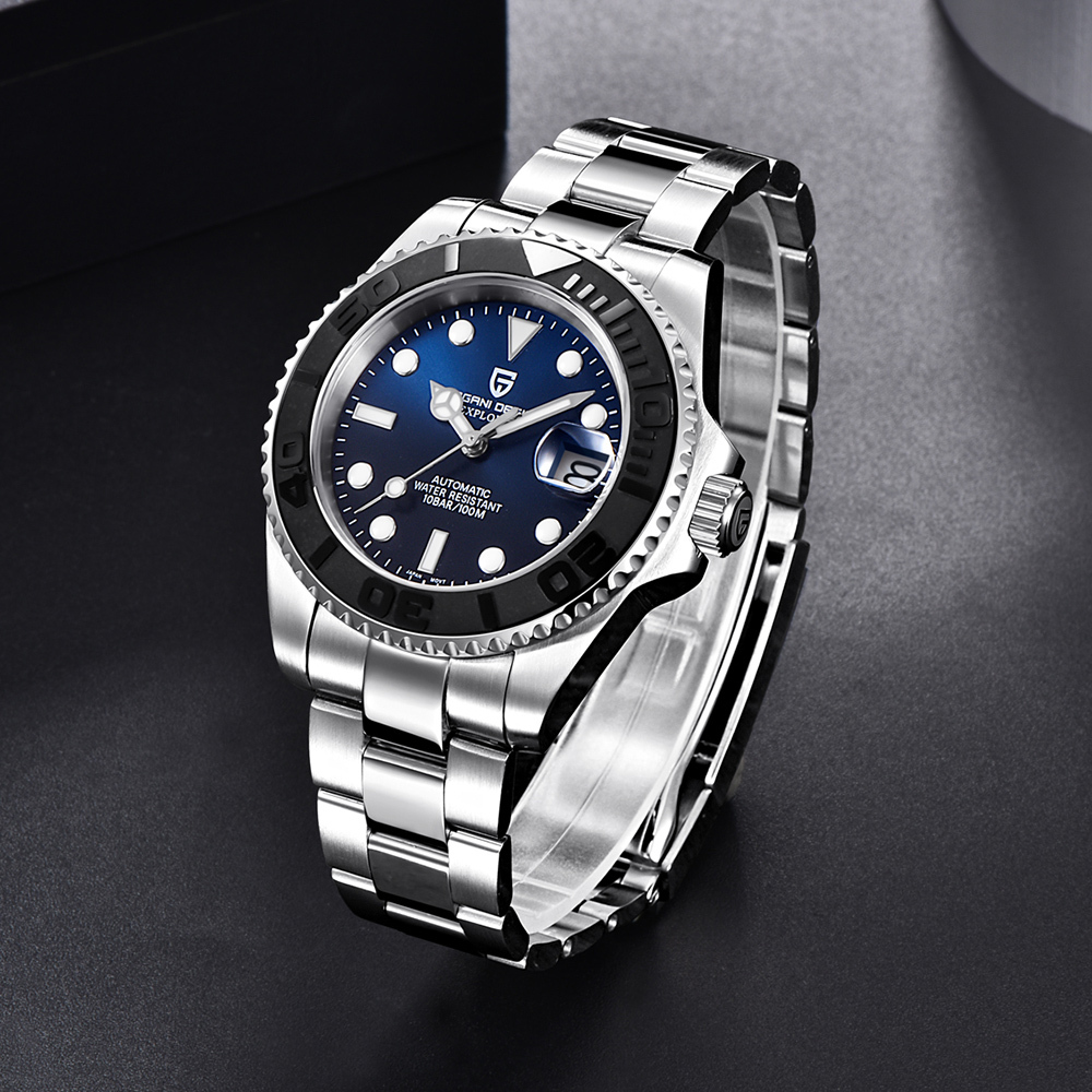 PAGANI DESIGN Automatic Men's Watches Explorer Homage Stainless Steel Fashion Wrist Watch with Seiko NH35A Movement Sapphire Ceramic Bezel 100M Waterp