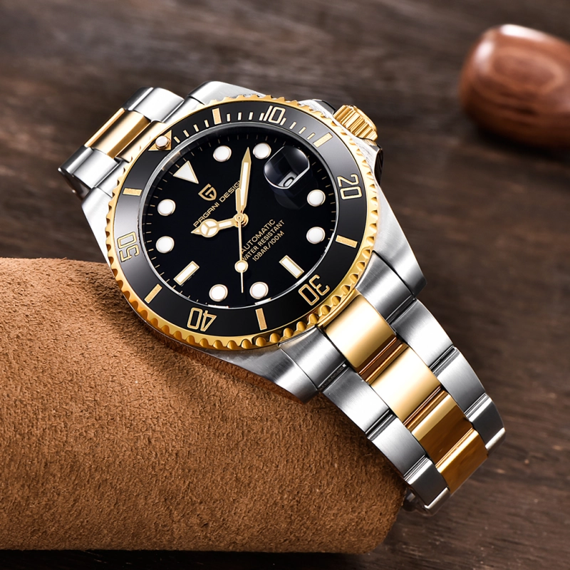 PAGANI DESIGN Automatic Watches for Men Submariner Homage Men's Wrist Watch with NH35A Movement Ceramic Bezel 100M Waterproof Stainless Steel 1639