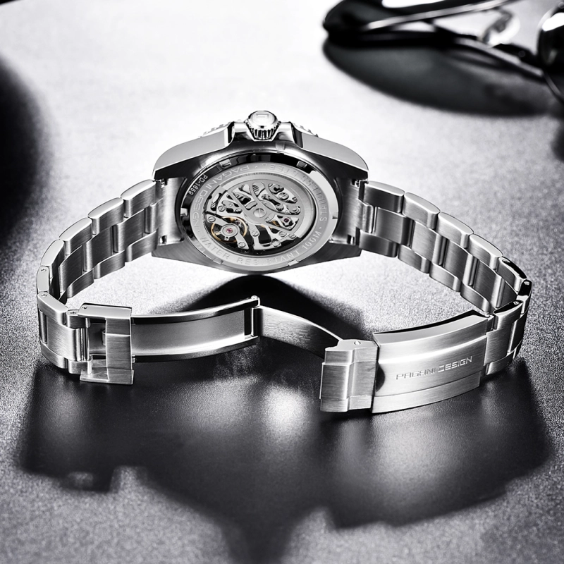 PAGANI DESIGN New Men's Watches Skeleton Automatic Wrist Watch for Men Full Stainless Steel Waterproof Watch with Sapphire Glass Ceramic Bezel