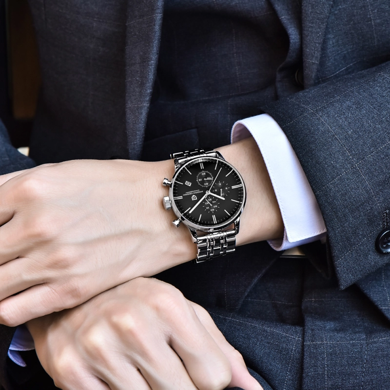PAGANI DESIGN Luxury Men's Watches Stainless Steel Waterproof Quartz Wrist Watch for Men Chronograph Stop Watch Auto Date