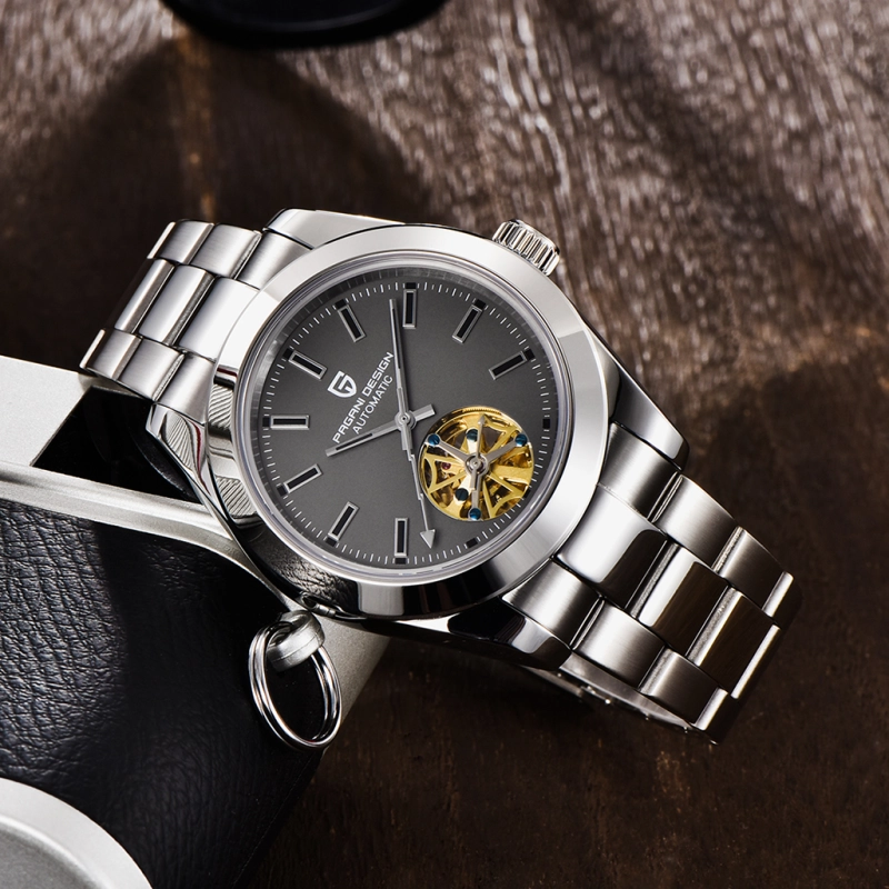 PAGANI DESIGN Black Men's Automatic Watches Casual Tourbilion Stainless Steel Wrist Watch for Men Sapphire Glass 100M Waterproof