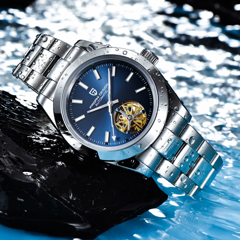 PAGANI DESIGN Black Men's Automatic Watches Casual Tourbilion Stainless Steel Wrist Watch for Men Sapphire Glass 100M Waterproof