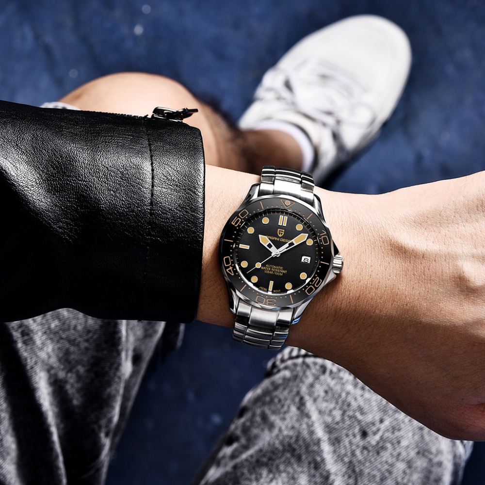 PAGANI DESIGN PD-1667 Men's Watches full Automatic Mechanical Wrist Watch with Stainless Steel Mesh Watchband 100M Water Resistant NH35A Movt