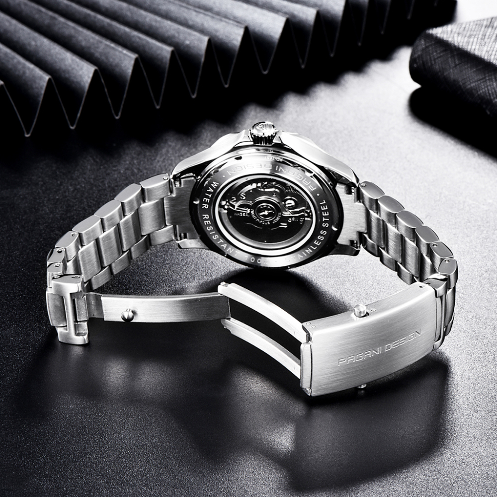 PAGANI DESIGN PD-1667 Men's Watches full Automatic Mechanical Wrist Watch with Stainless Steel Mesh Watchband 100M Water Resistant NH35A Movt