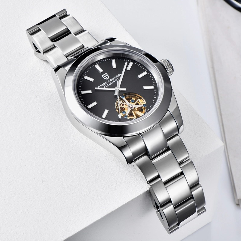 PAGANI DESIGN Black Men's Automatic Watches Casual Tourbilion Stainless Steel Wrist Watch for Men Sapphire Glass 100M Waterproof