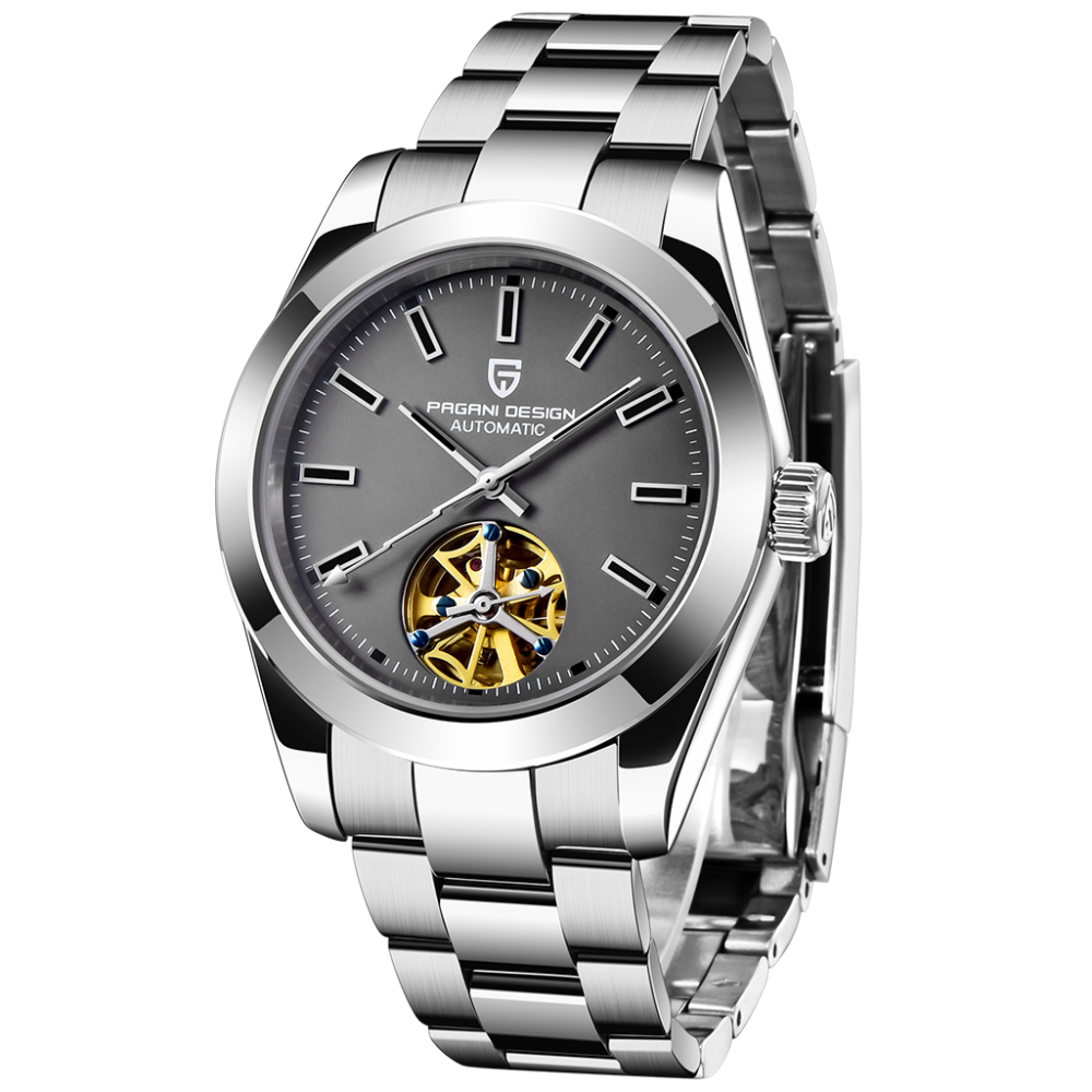 PAGANI DESIGN Black Men's Automatic Watches Casual Tourbilion Stainless Steel Wrist Watch for Men Sapphire Glass 100M Waterproof