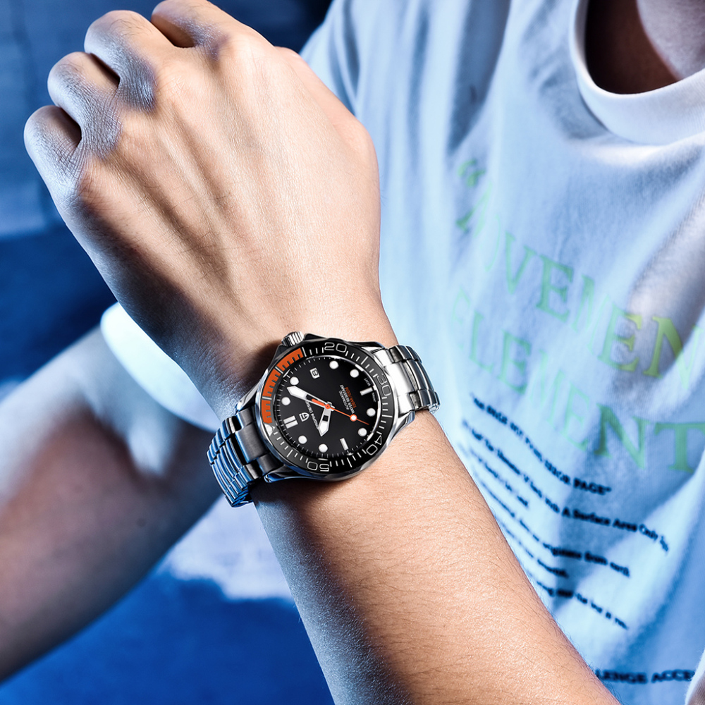 PAGANI DESIGN PD-1667 Men's Watches full Automatic Mechanical Wrist Watch with Stainless Steel Mesh Watchband 100M Water Resistant NH35A Movt