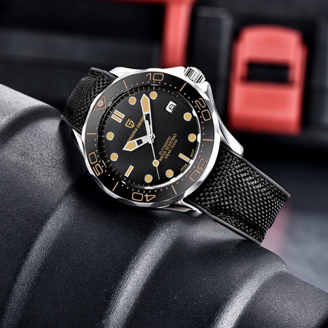 PAGANI DESIGN Men's Watches full Automatic Mechanical Wrist Watch with Stainless Steel Mesh Watchband 100M Water Resistant