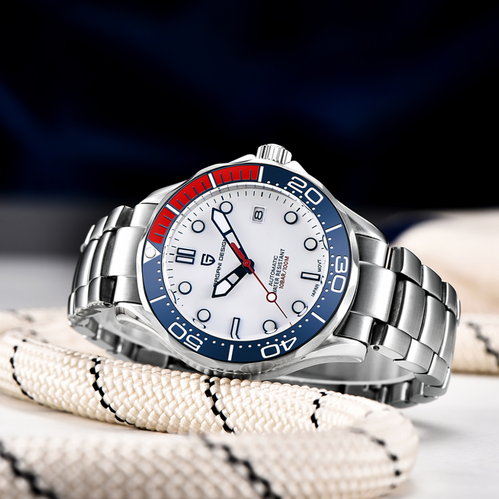 PAGANI DESIGN PD-1667 Men's Watches full Automatic Mechanical Wrist Watch with Stainless Steel Mesh Watchband 100M Water Resistant NH35A Movt