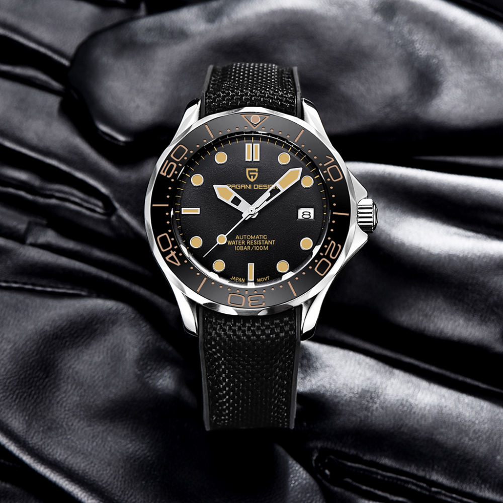 PAGANI DESIGN Men's Watches full Automatic Mechanical Wrist Watch with Stainless Steel Mesh Watchband 100M Water Resistant