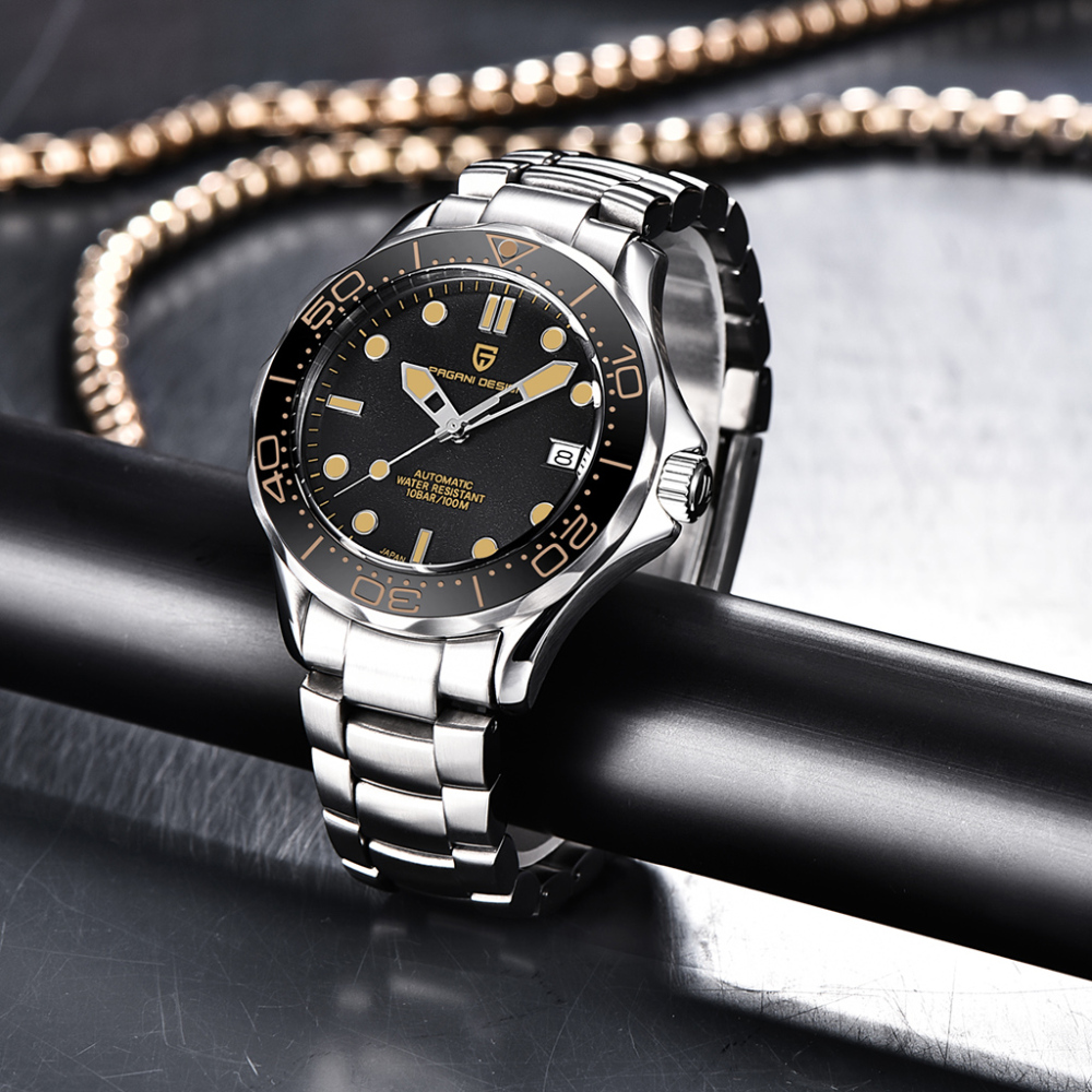 PAGANI DESIGN PD-1667 Men's Watches full Automatic Mechanical Wrist Watch with Stainless Steel Mesh Watchband 100M Water Resistant NH35A Movt