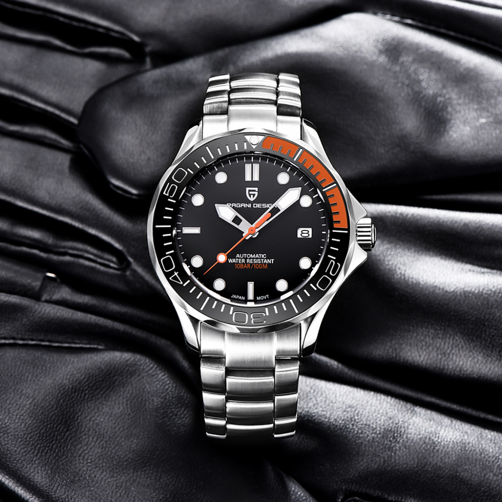 PAGANI DESIGN PD-1667 Men's Watches full Automatic Mechanical Wrist Watch with Stainless Steel Mesh Watchband 100M Water Resistant NH35A Movt