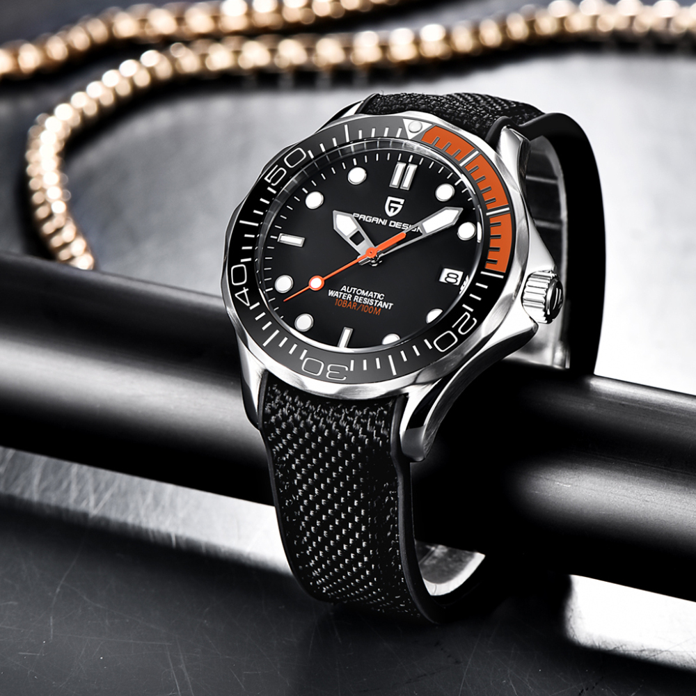 PAGANI DESIGN PD-1667 Men's Watches full Automatic Mechanical Wrist Watch with Stainless Steel Mesh Watchband 100M Water Resistant NH35A Movt