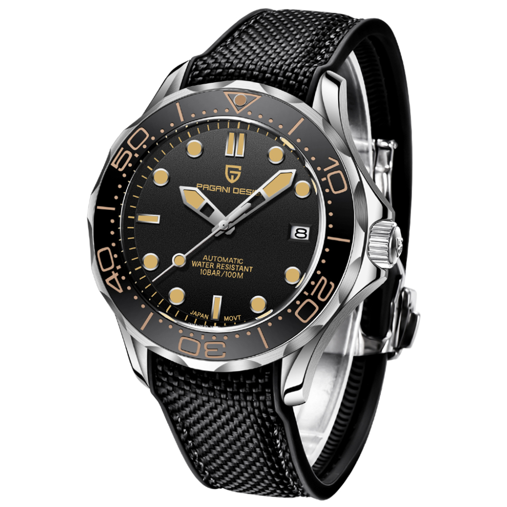 PAGANI DESIGN PD-1667 Men's Automatic Watches with Rubber Strap Stainless Steel Mechanical Sports NH35A Movement Waterproof Wrist Watch for Men