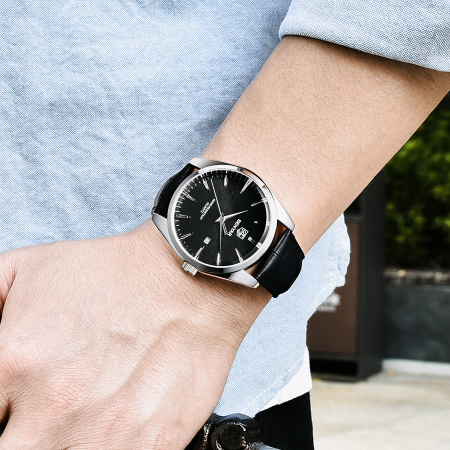BENYAR Casual Men's Quartz Watches Miyota Movement Genuine Leather Watchband Sports Waterproof Wrist Watch for Men Auto Date Buckle