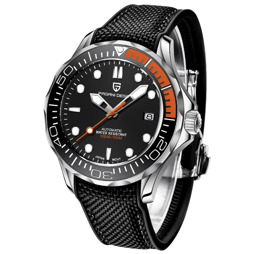 PAGANI DESIGN PD-1667 Men's Automatic Watches with Rubber Strap Sports Stainless Steel Wristwatches NH35A Movement Waterproof Wrist Watch for Men