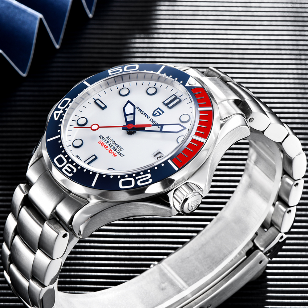 PAGANI DESIGN Men's Automatic Watches with Rubber Strap 007 Seamaster Homage Seiko NH35A Movement Waterproof Wrist Watch for Men
