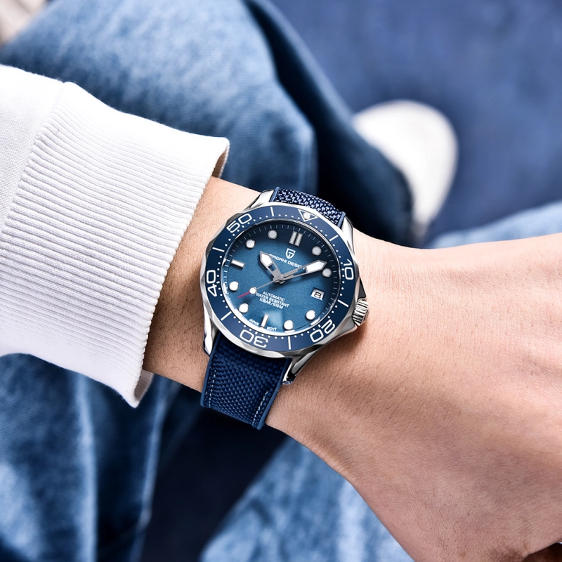 PAGANI DESIGN Men's Automatic Watches with Rubber Strap 007 Seamaster Homage Seiko NH35A Movement Waterproof Wrist Watch for Men