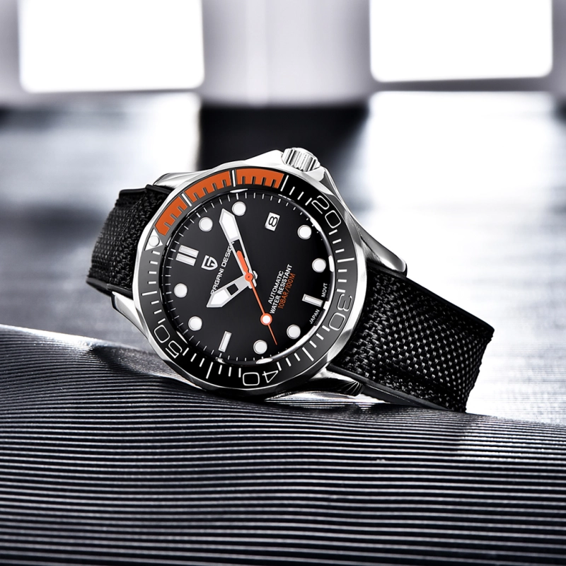 PAGANI DESIGN Men's Automatic Watches with Rubber Strap 007 Seamaster Homage Seiko NH35A Movement Waterproof Wrist Watch for Men