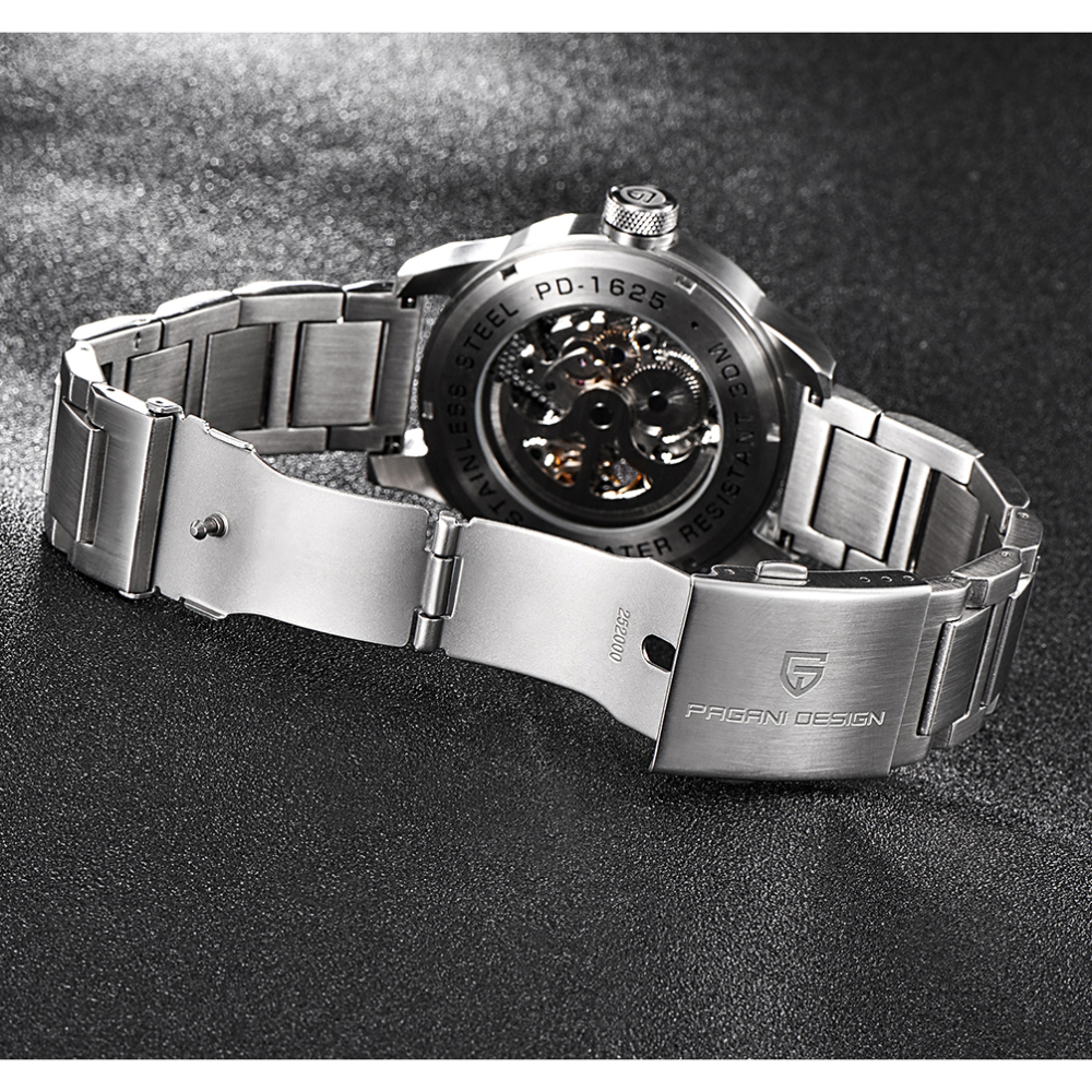 PAGANI DESIGN Skeleton Automatic Watches for Men Stainless Steel Waterproof Men's Wrist Watch Genuine Leather Watchband