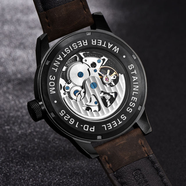 PAGANI DESIGN Skeleton Automatic Watches for Men Stainless Steel Waterproof Men's Wrist Watch Genuine Leather Watchband