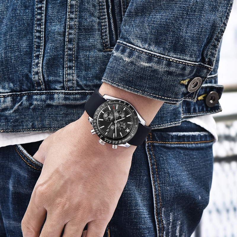 BENYAR Luxury Quartz Men's Watches Waterproof Sports Chronograph Wrist Watch with Silicone Watchband & Stainless Steel Strap Wristwatch for Men