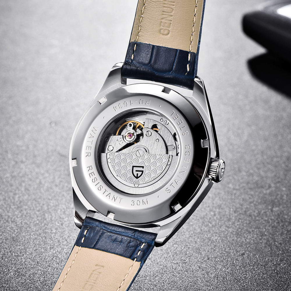 PAGANI DESIGN Luxury Men's Automatic Watches with Genuine Leather Strap Sea-gull 2813 Movement Deployment Clasp
