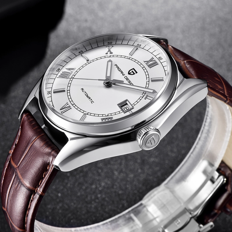 PAGANI DESIGN Luxury Men's Automatic Watches with Genuine Leather Strap Sea-gull 2813 Movement Deployment Clasp