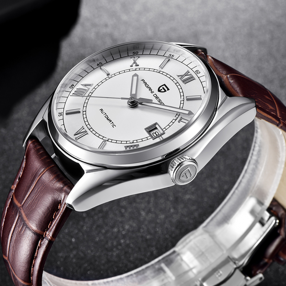 PAGANI DESIGN Luxury Men's Automatic Watches with Genuine Leather Strap Sea-gull 2813 Movement Deployment Clasp