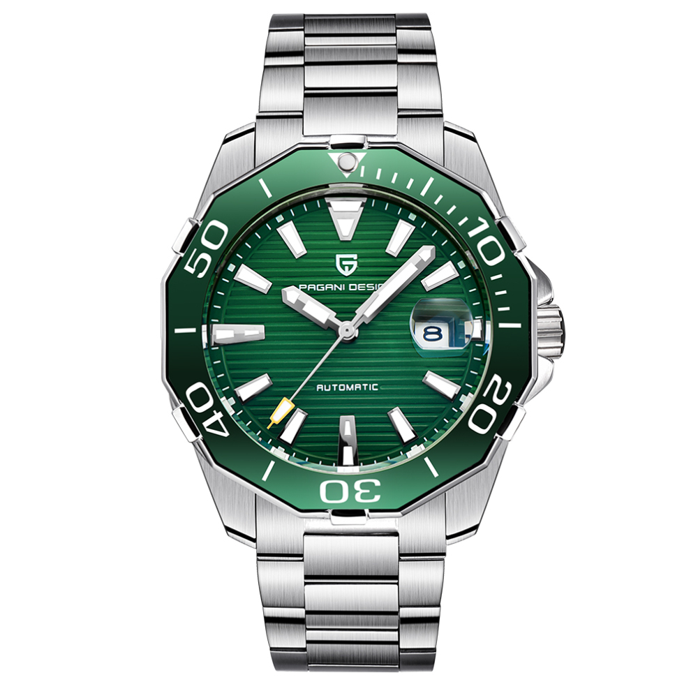 PAGANI DESIGN PD-1617 Men's Automatic Watches Mechanical Sports Wrist Watch ST6 Movement Full Stainless Steel Strap Waterproof Hardlex Dial Glass