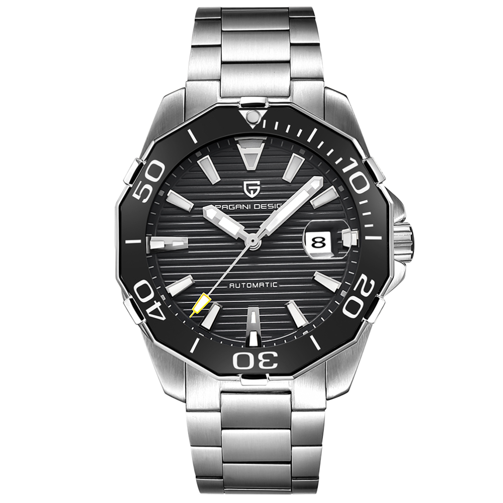 PAGANI DESIGN Men's Automatic Watches Homage Wrist Watch ST6 Movement Full Stainless Steel Strap Waterproof Hardlex Dial Glass