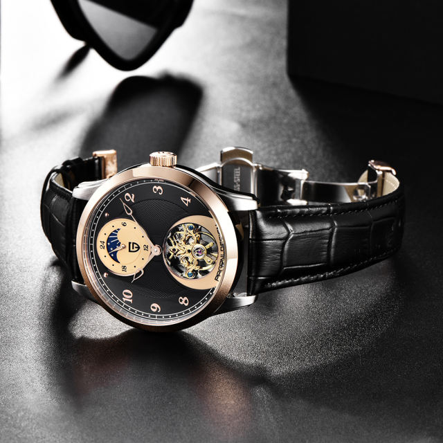 PAGANI DESIGN Leather Men's Watches Luxury Automatic Waterproof Business Wrist Watch with Beautiful Balance Wheel and Soft Watchband