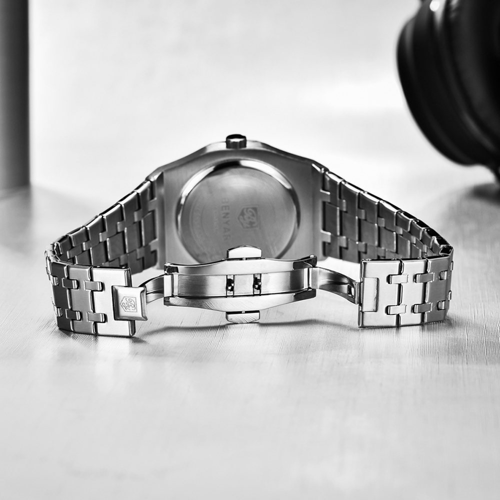 BENYAR Men's Quartz Watches Luxury Stainless Steel Waterproof Wrist Watch for Men Unique Design Sports Casual Watches