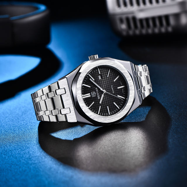 BENYAR Men's Quartz Watches Luxury Stainless Steel Waterproof Wrist Watch for Men Unique Design Sports Casual Watches