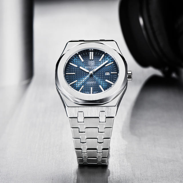 BENYAR Men's Quartz Watches Luxury Stainless Steel Waterproof Wrist Watch for Men Unique Design Sports Casual Watches