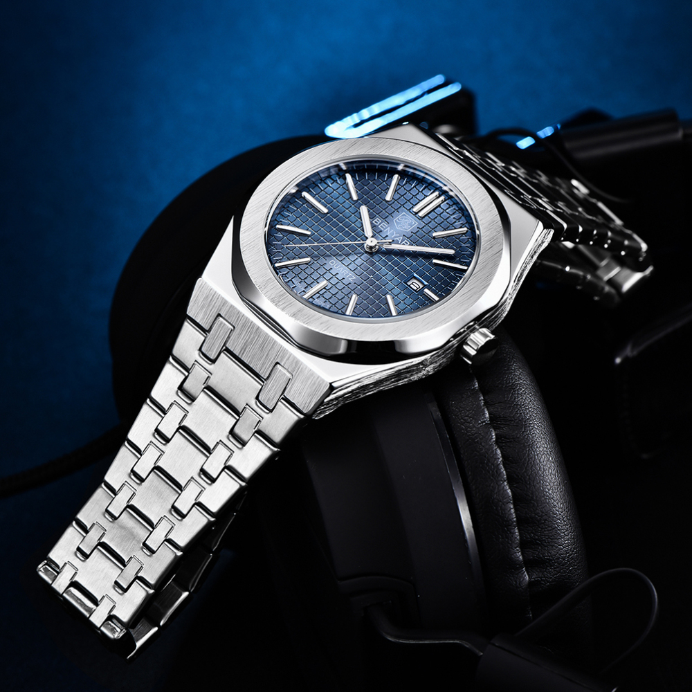 BENYAR Men's Quartz Watches Luxury Stainless Steel Waterproof Wrist Watch for Men Unique Design Sports Casual Watches