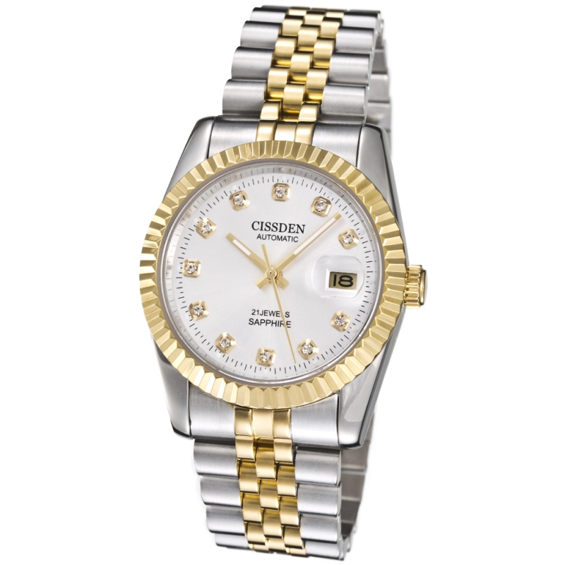 CISSDEN Mens Watch Luxury Waterproof Automatic Stainless Steel 37mm Gold Datejust Homage Wrist Watch for Men Jubilee Bracelet Diamond Dial Auto Date