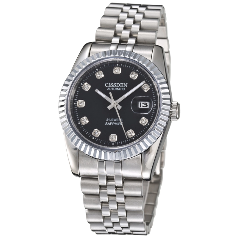CISSDEN Mens Watch Luxury Waterproof Automatic Stainless Steel 37mm Gold Datejust Homage Wrist Watch for Men Jubilee Bracelet Diamond Dial Auto Date