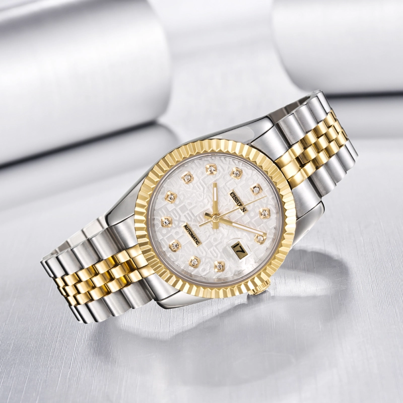 CISSDEN Mens Watch Luxury Waterproof Automatic Stainless Steel 37mm Gold Datejust Homage Wrist Watch for Men Jubilee Bracelet Diamond Dial Auto Date