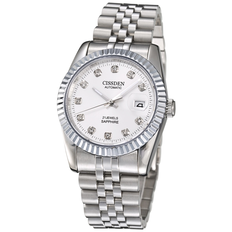CISSDEN Mens Watch Luxury Waterproof Automatic Stainless Steel 37mm Gold Datejust Homage Wrist Watch for Men Jubilee Bracelet Diamond Dial Auto Date