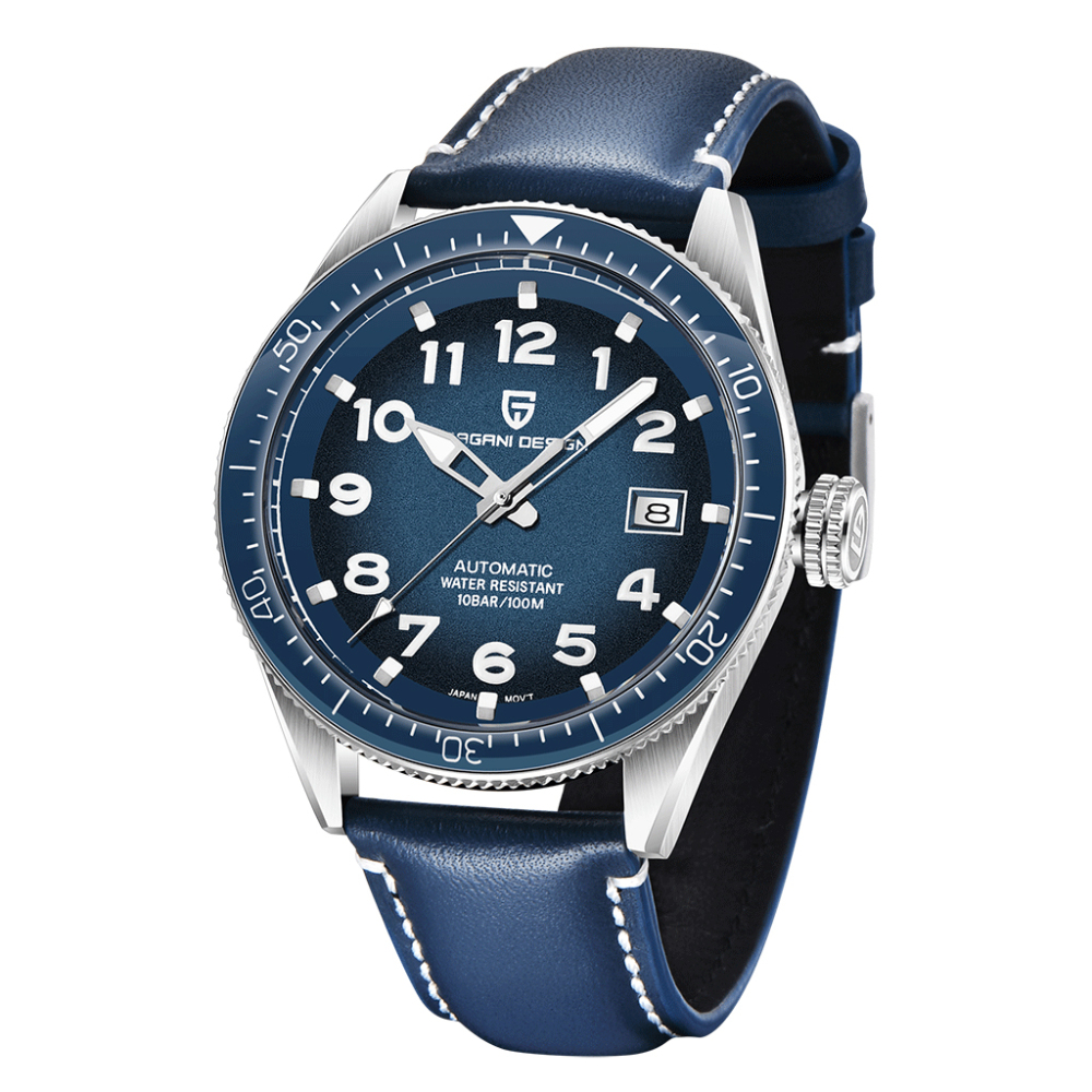 PAGANI DESIGN PD-1649 Men's Automatic Watches 100 Waterproof Wrist Watch with NH35 Movement Leather Strap Hardlex Dial Glass Ceramic Bezel